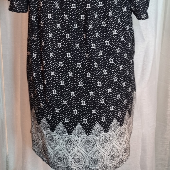 BOOCafe Marrakesh Womens Sz XL Top Black White Boho Flutter Sleeve Shirt NWT $54 - Picture 4 of 10